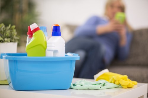 Team maintaining a safe carpet cleaning workspace