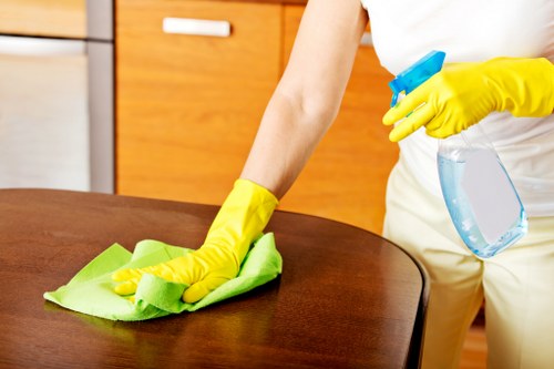 Deep cleaning a commercial carpet in Preston with low-moisture method